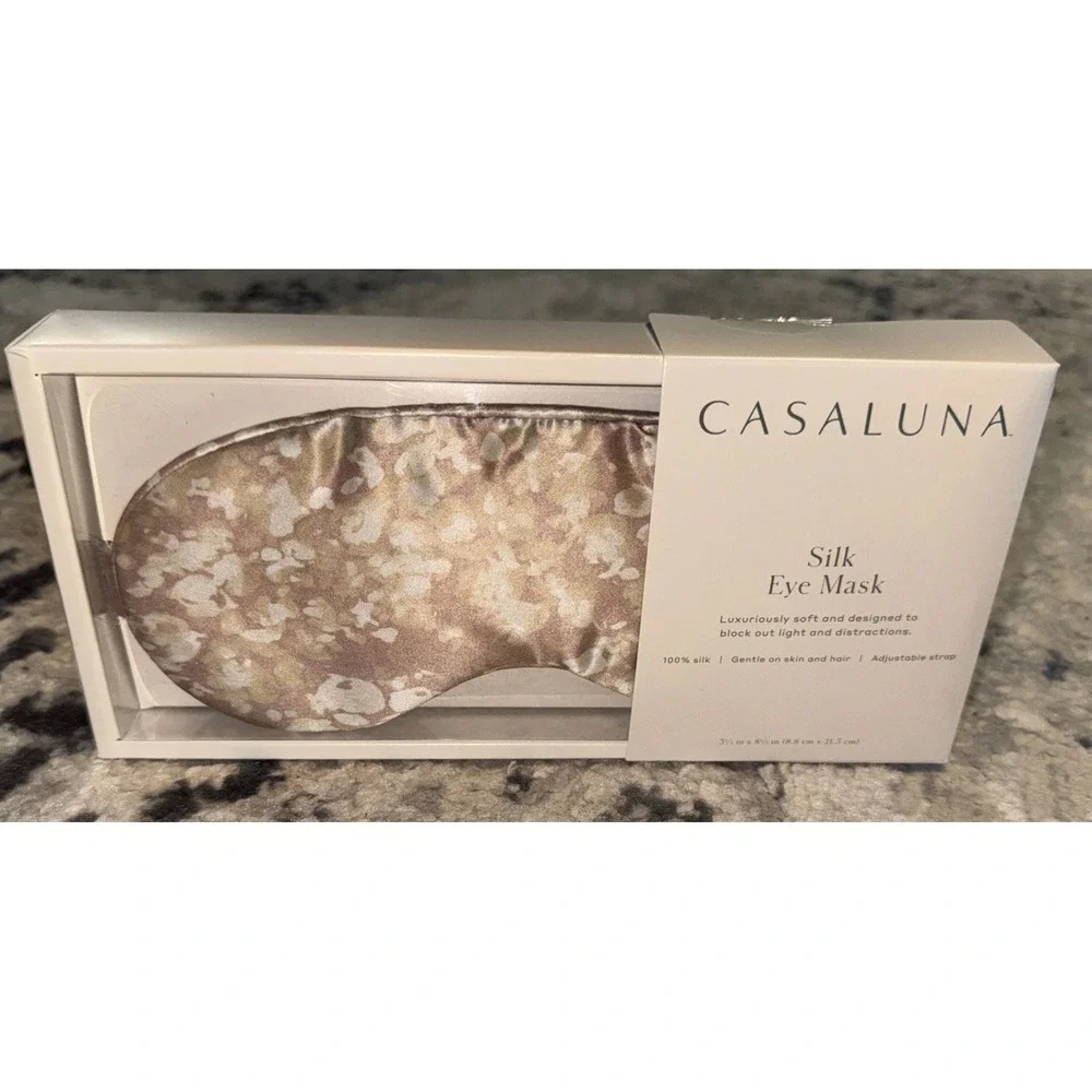 Casaluna Beige Multi Silk Womens Eye‎ Mask New
